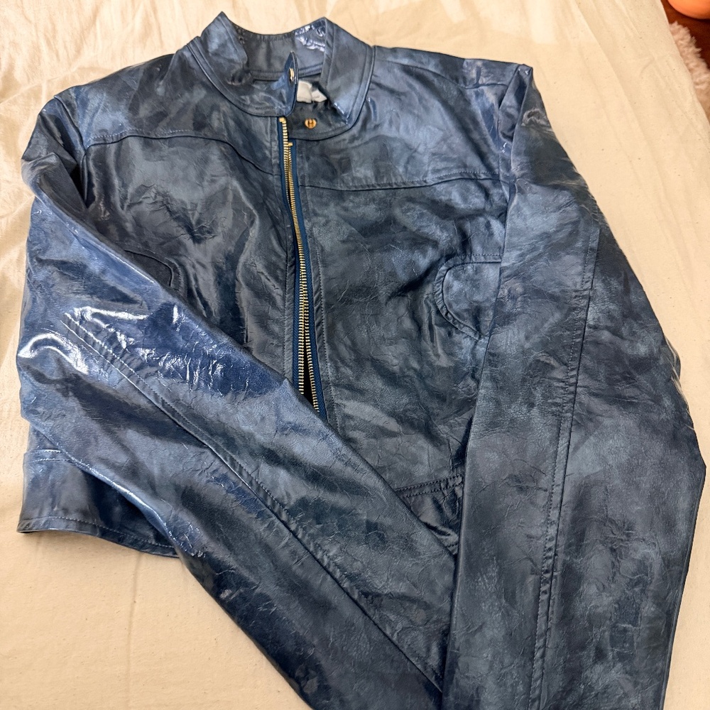 Blue leather like jacket